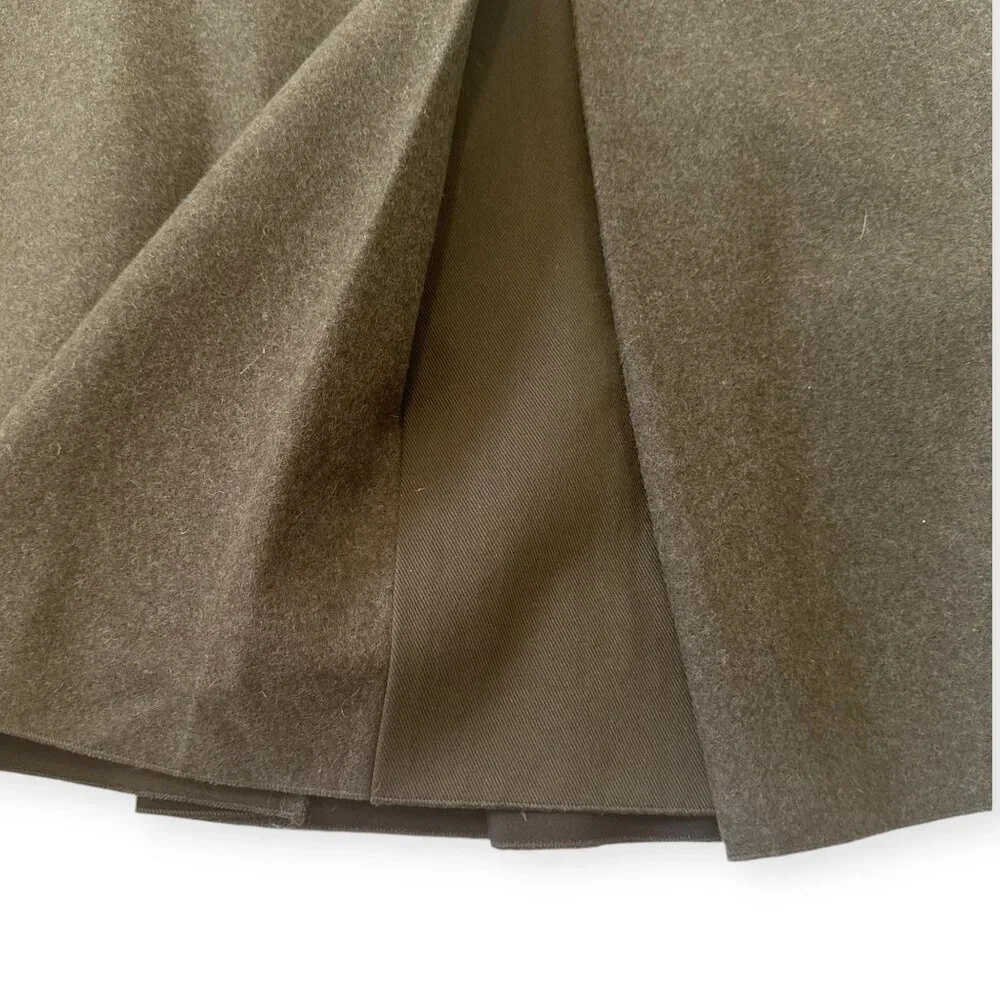 Prada Brown Virgin Wool Pleated Skirt with Cotton Panels